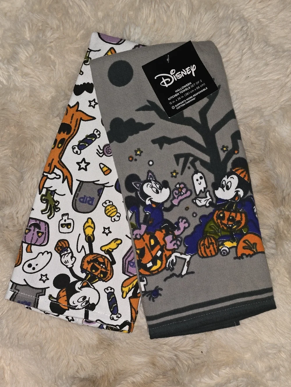 Disney Halloween Mickey & Minnie Kitchen Towels Set Of 2